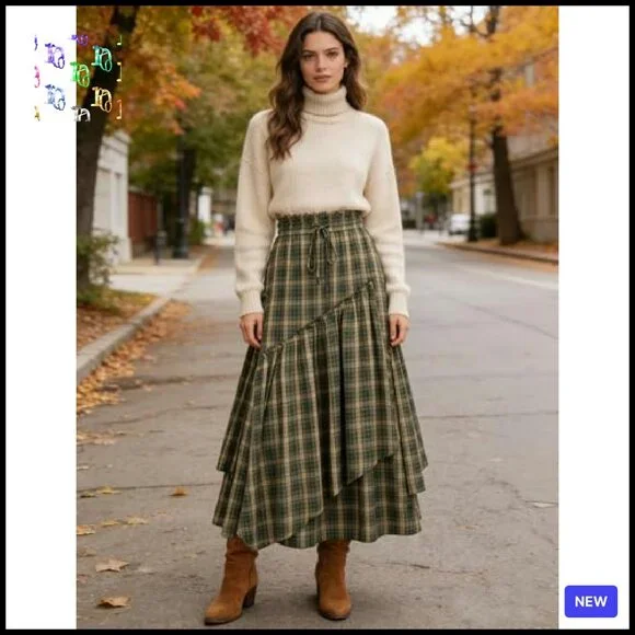 Maxi Skirt with Pockets A-Line Tiered Renaissance Pirate Costume Flowy - Picture 3 of 8